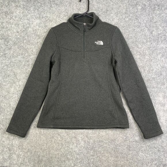 The North Face Sweater Womens Small Pullover 1/4 Zip Gray Fleece Outdoor Gorp - Picture 1 of 8